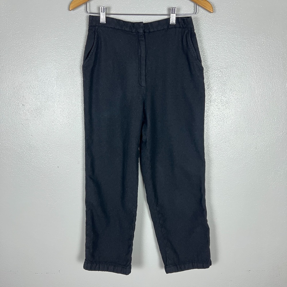 Eileen‎ Fisher Pants Womens Small Black Boiled Wool Straight Leg Ankle Classic S